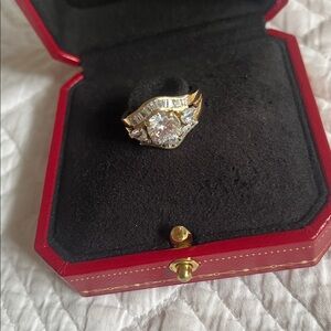 Gold and Silver Ring with Clear Stones